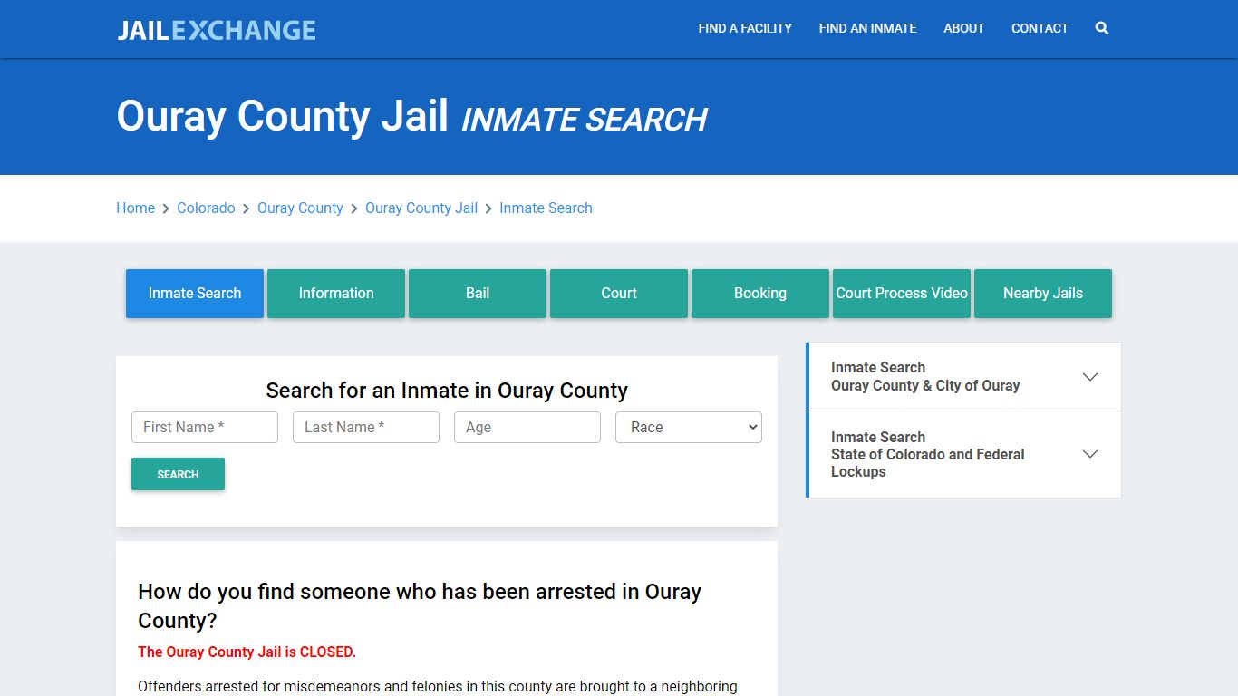 Ouray County Jail, CO Inmate Search: Roster & Mugshots