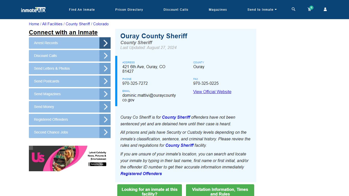 Ouray County Sheriff & Arrest Search - InmateAid